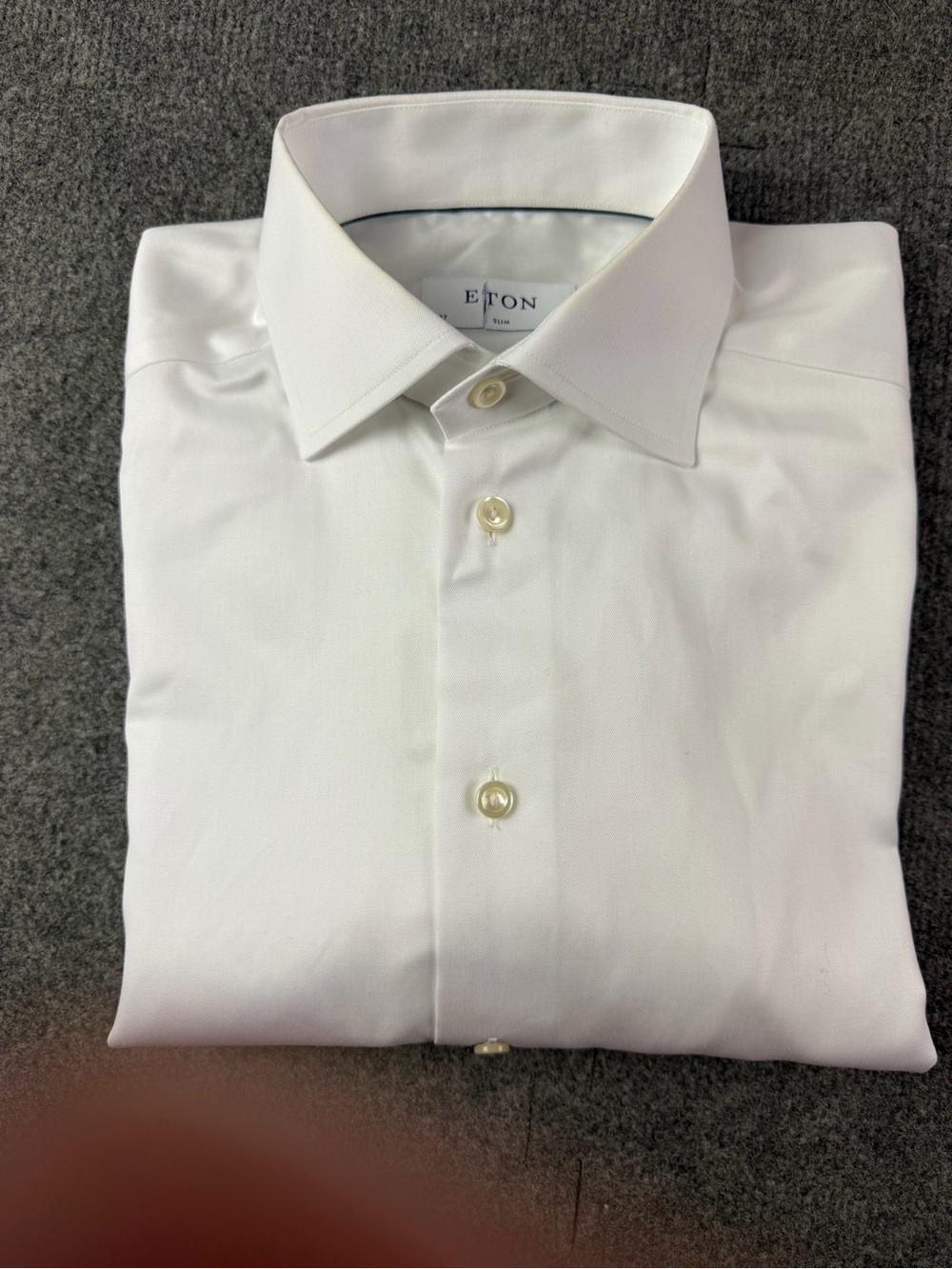 Eton Slim Men 100% Cotton Long Sleeve French Cuff Dress Shirt Size 37-14.5 White